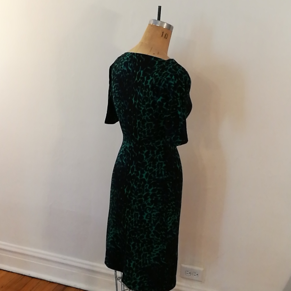 BCBG MaxAzria XXS Blue Green Cheetah Leopard Dress - Picture 5 of 16